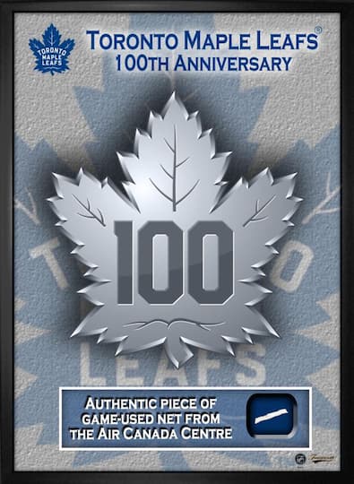 Toronto Maple Leafs Framed 16" x 20" 100th Anniversary With Game-Used Net 18" x 22"